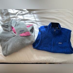 Patagonia bundle size M Blue Fleece vest and grey fleece pullover